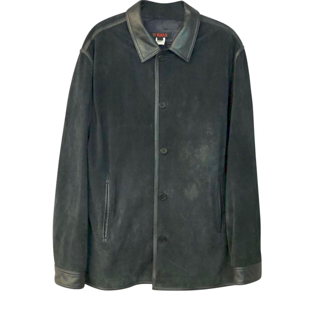 TORRAS LAMBSKIN SUEDE NAVY JACKET 44